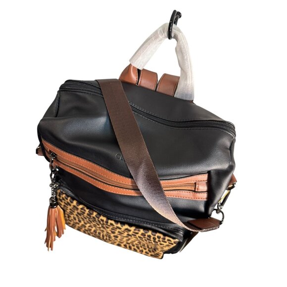 Gluci Convertible Leopard Bookbag with Shoulder strap and Wristlet Purse NWT - Picture 11 of 16